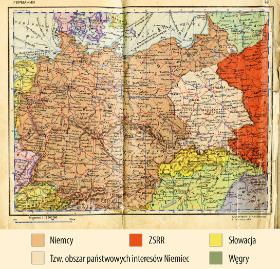 Europa Środkowa według kieszonkowego atlasu świata wydanego przez ZSRR w 1940 r.