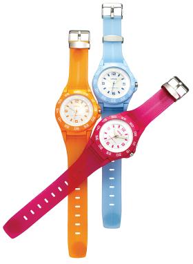 R2353fx9, R2355FX9, R2357FX9. Kolorowe zegarki Lorus, plastikowa koperta, dekiel ze stali szlachetnej, obrotowy pierścień, pasek poliuretanowy, podświetlenie, koperta 46 mm, wodoszczelność 100 m. Cena: 115 zł