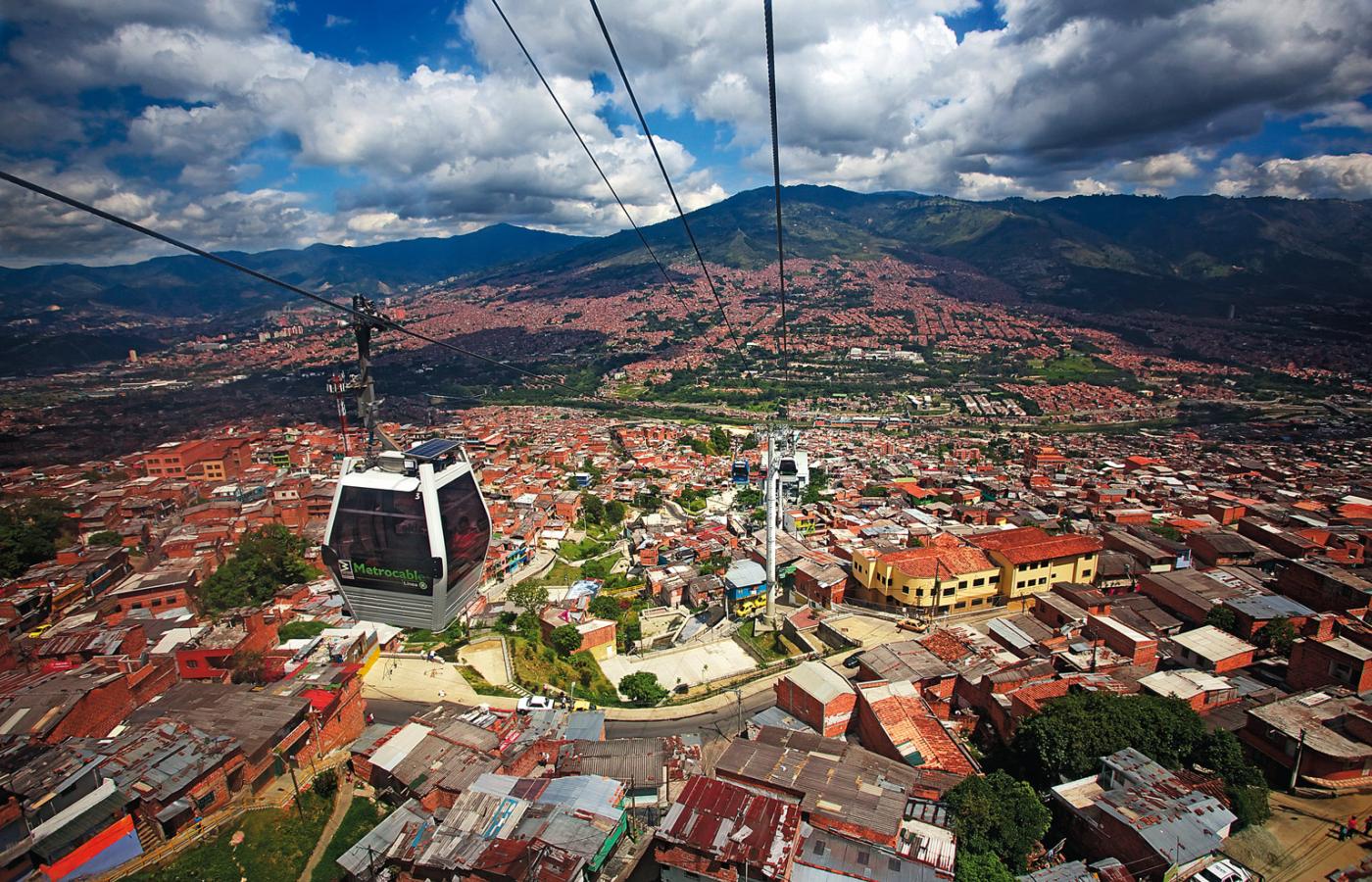 Panorama Barrios Pobre, dzielnicy Medellin.