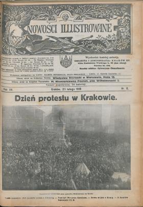 Wydanie krakowskich „Nowości Ilustrowanych” z 23 lutego 1918, z informacją o protestach przeciwko podpisaniu traktatu brzeskiego.