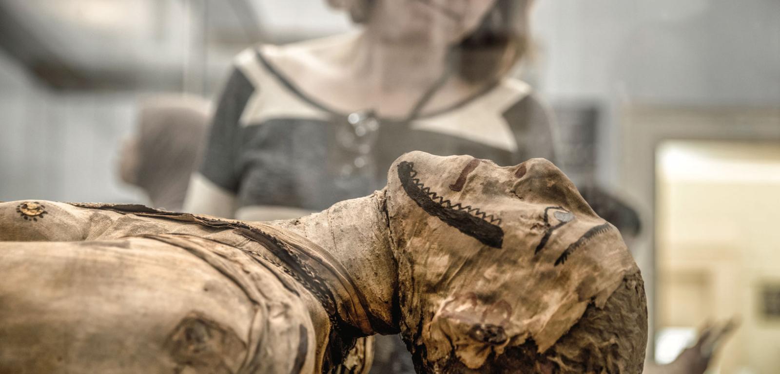 Mumia z kartonażem (cartonnage, czyli wykonana z warstw płótna i gipsu maska) z British Museum.