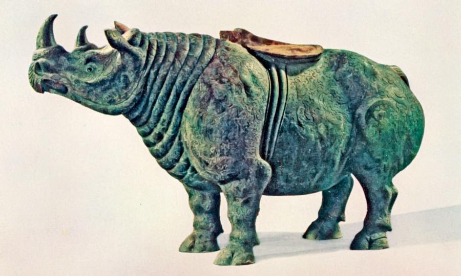 Nosorożec z brązu z epoki Han Wcześniejszej (206 p.n.e. – 24 n.e.)