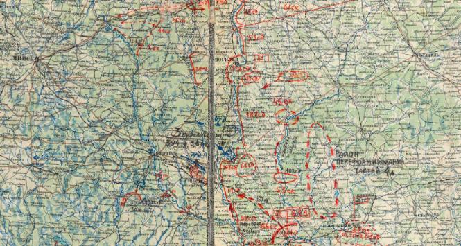 Fragment mapy sztabowej Armii Czerwonej.