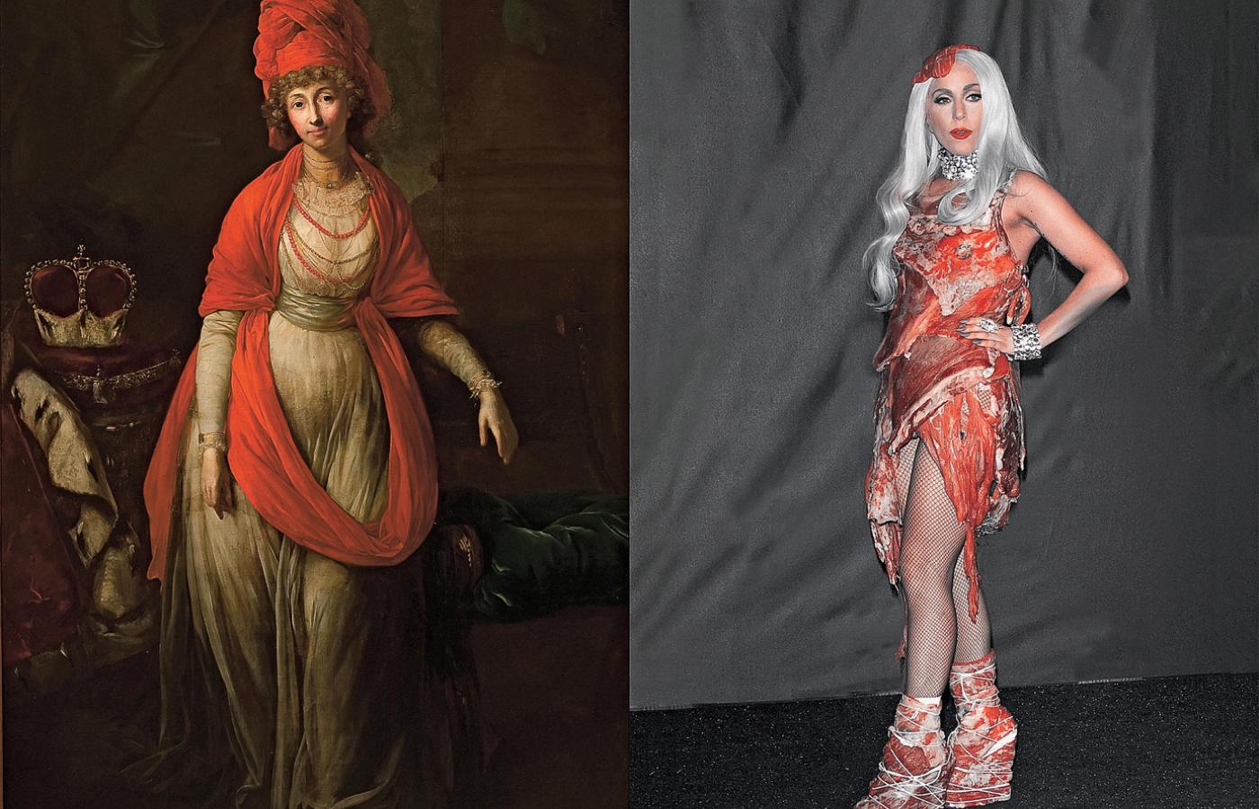 Symboliczną wizytówką całości wystawy są postaci dwóch kobiet: wielkiej damy i osobowości kultury dworskiej XIX w. – Doroty Biron oraz współczesnej mistrzyni autokreacji – Lady Gagi.