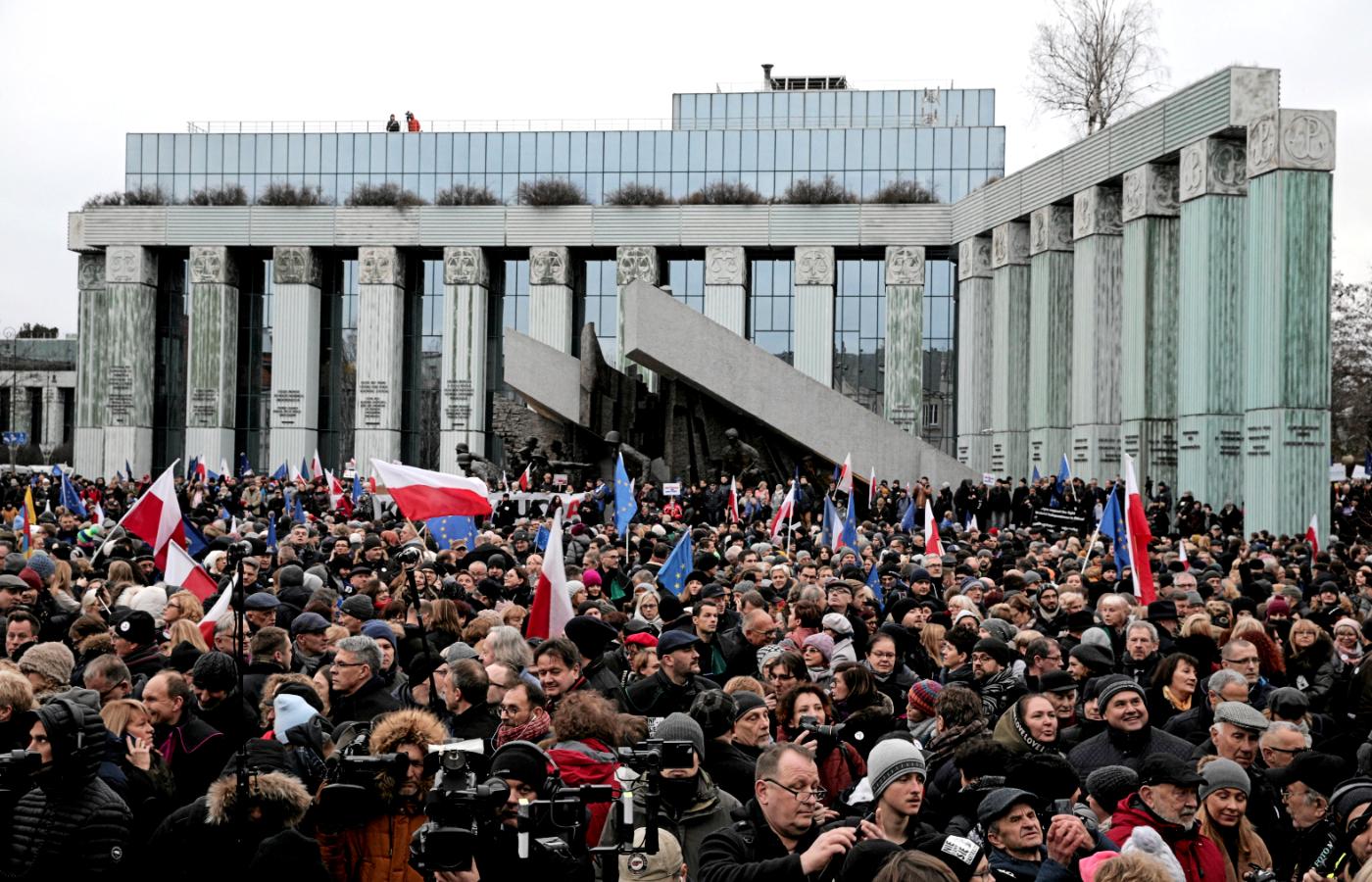 Marsz Tysiąca Tóg, protest pod Sądem Najwyższym w Warszawie,11 stycznia 2020 r.