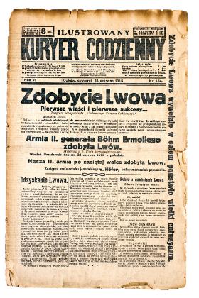 Doniesienie dziennika krakowskiego o odbiciu
Lwowa z rąk Rosjan w czerwcu 1915 r.