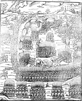 Bitwa pod Obertynem, rycina z kroniki Marcina Bielskiego, uczestnika batalii.