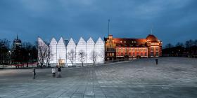 Zwycięski projekt Centrum Dialogu „Przełomy” (filia Muzeum Narodowego) z Filharmonią im. Karłowicza w tle