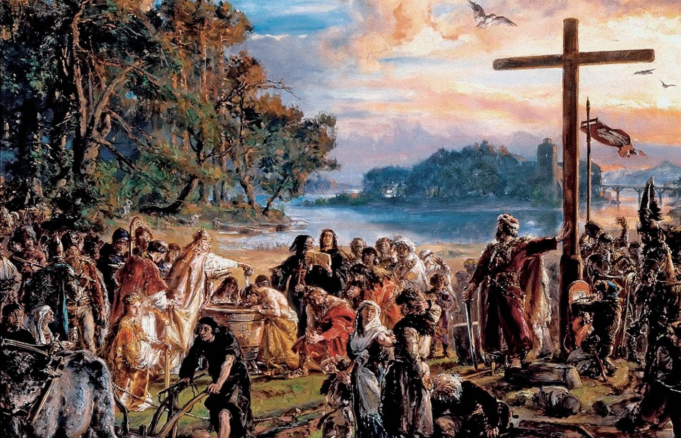 „Zaprowadzenie chrześcijaństwa”, obraz Jana Matejki otwierający cykl „Dzieje cywilizacji w Polsce”, 1889 r.