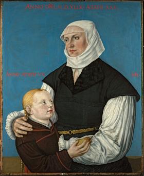 Regula Gwalther-Zwingli z córką Anną, obraz z XVI w.