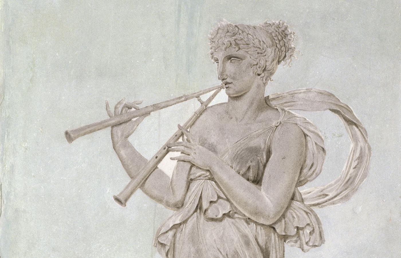 Euterpe – grecka muza poezji lirycznej i gry na aulosie, czyli podwójnych piszczałkach.