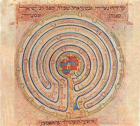 Mapa Jerycha w kształcie labiryntu, z hebrajskiej Biblii Fahri z XIV w.