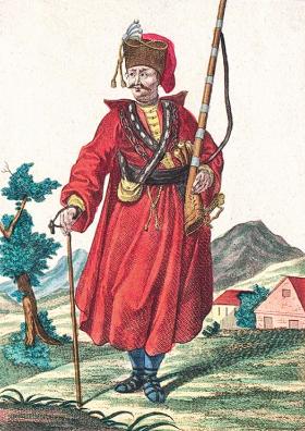 Kapitan jednostki Wołochów; miedzioryt kolorowany z XVIII w.