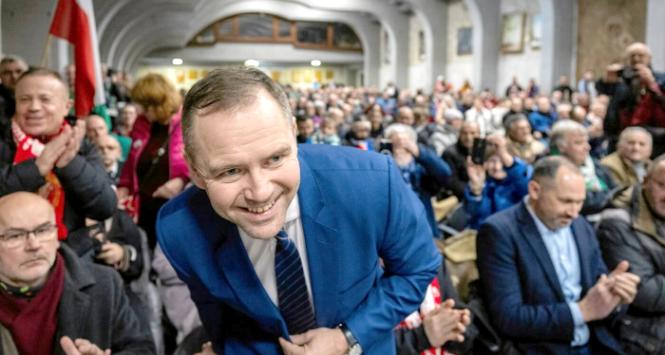 Karol Nawrocki podczas pielgrzymki kibiców na Jasnej Górze. Częstochowa, 11 stycznia 2025 r.