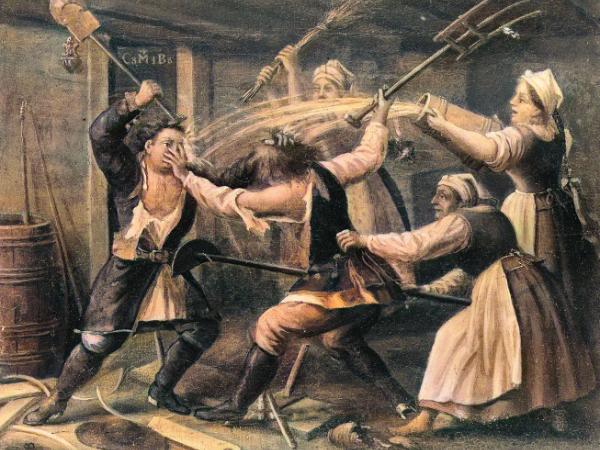 Wiejska bójka; obraz Teodora Baltazara Stachowicza, XIX w.