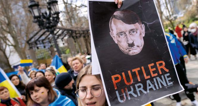 Demonstracja poparcia dla Ukrainy we Frankfurcie nad Menem.