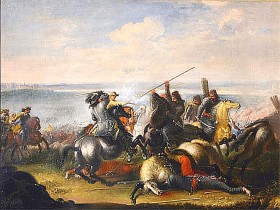Karol X Gustaw walczący w bitwie pod Warszawą, lipiec 1656 roku