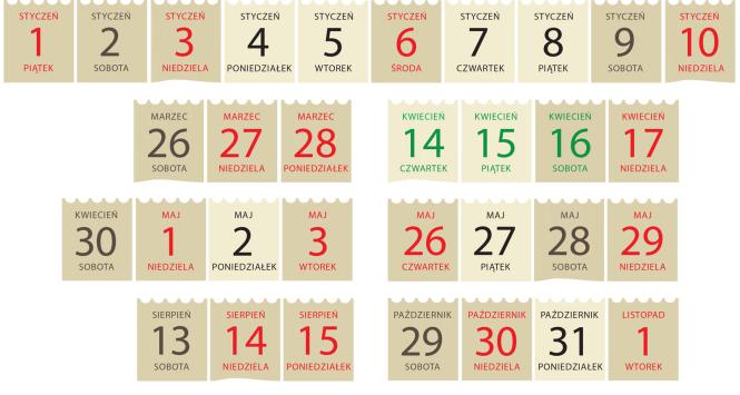Kalendarz wolnego 2016