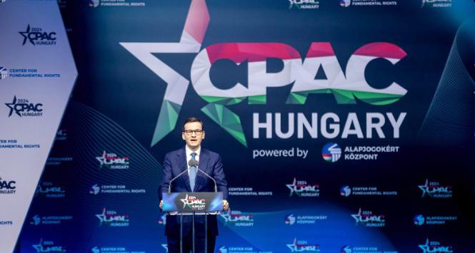 Mateusz Morawiecki na Conservative Political Action Conference w Budapeszcie, 26 kwietnia 2024 r.
