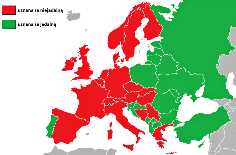 Jak w Europie traktuje się gąskę (źródło: https://doi.org/10.1111/1541-4337.12374)