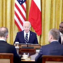 Prezydent Joe Biden podczas wizyty polskich przywódców