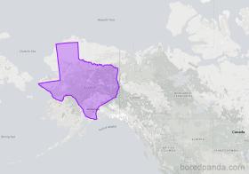Teksas przyrównany do Alaski pokazuje, że stany mają podobny rozmiar.