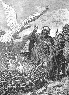 Legenda o Lechu i białym orle, grafika autorstwa Walerego Eljsasz-Radzikowskiego.