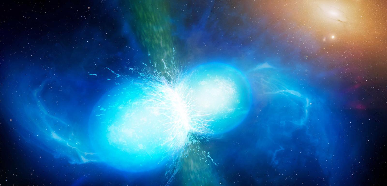 Zderzenie gwiazd neutronowych – wizja artystyczna.