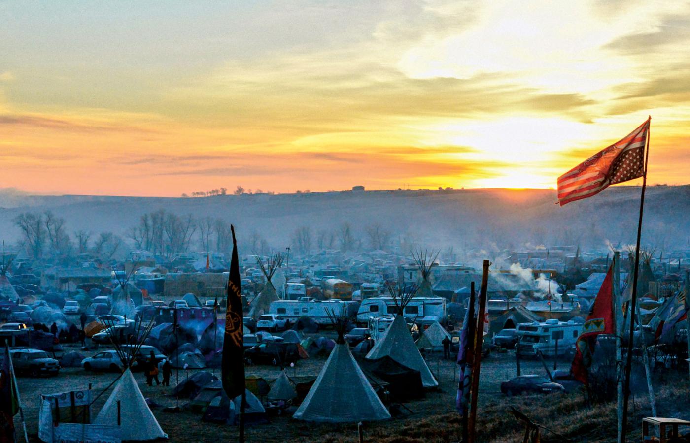 Rezerwat Standing Rock, obóz Indian uczestniczących w proteście 300 plemion przeciwko budowie ropociągu.