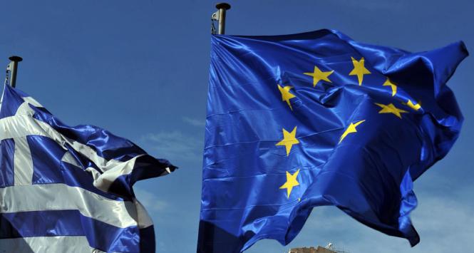 Grecja flaga UE flaga