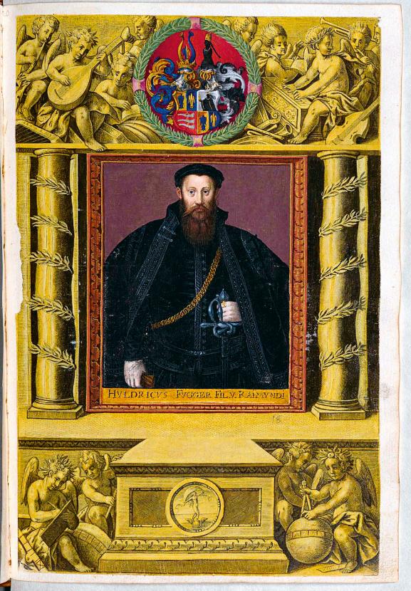 Ulrich Fugger (1526−1584). Mól książkowy z dynastii kupieckiej (w Polsce znanej jako Fukierowie). Z jego przebogatych zbiorów zrodziła się Bibliotheca Palatina.