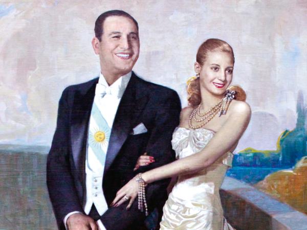 Oficjalny portret prezydenta Argentyny Juana Dominga Peróna z żoną Evitą, autorstwa Numy Ayrinhaca, 1948 r.