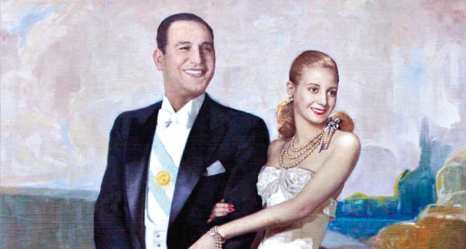 Oficjalny portret prezydenta Argentyny Juana Dominga Peróna z żoną Evitą, autorstwa Numy Ayrinhaca, 1948 r.