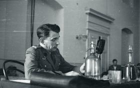 Stanisław Zarako-Zarakowski, naczelny prokurator wojskowy w latach 1950-1956, główny oskarżyciel w wielu stalinowskich procesach politycznych. Sierpień 1948 r.