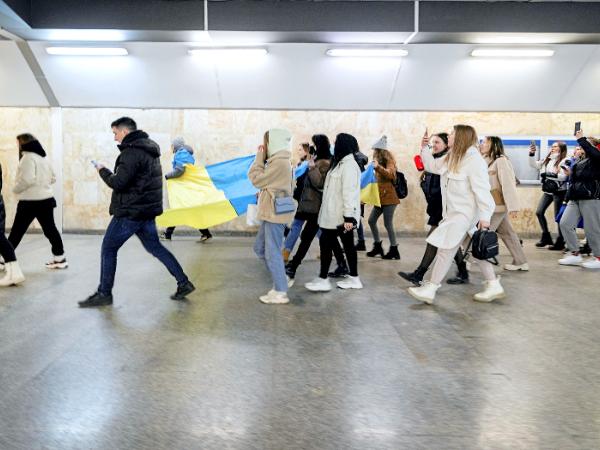 Protest solidarności z Ukrainą. Katowice, 3 marca 2022 r.