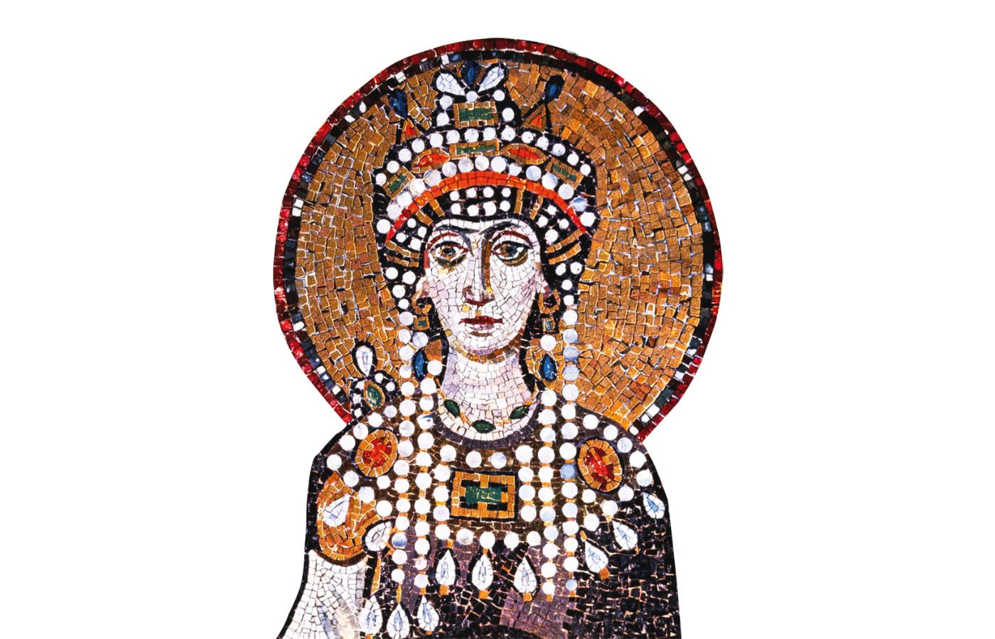 Teodora, fragment mozaiki bizantyńskiej z bazyliki św. Witalisa w Rawennie we Włoszech, VI w.