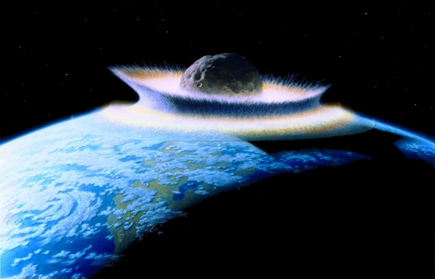 Uderzenie planetoidy o średnicy 500 km. w pierwotną Ziemię. Wizualizacja