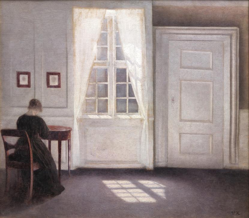 Vilhelm Hammershøi, Wnętrze przy Strandgade z promieniem słonecznym na podłodze, 1901