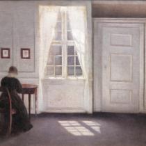 Vilhelm Hammershøi, Wnętrze przy Strandgade z promieniem słonecznym na podłodze, 1901