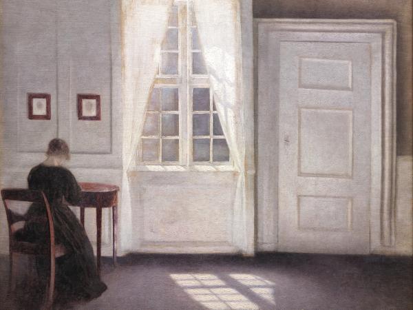 Vilhelm Hammershøi, Wnętrze przy Strandgade z promieniem słonecznym na podłodze, 1901