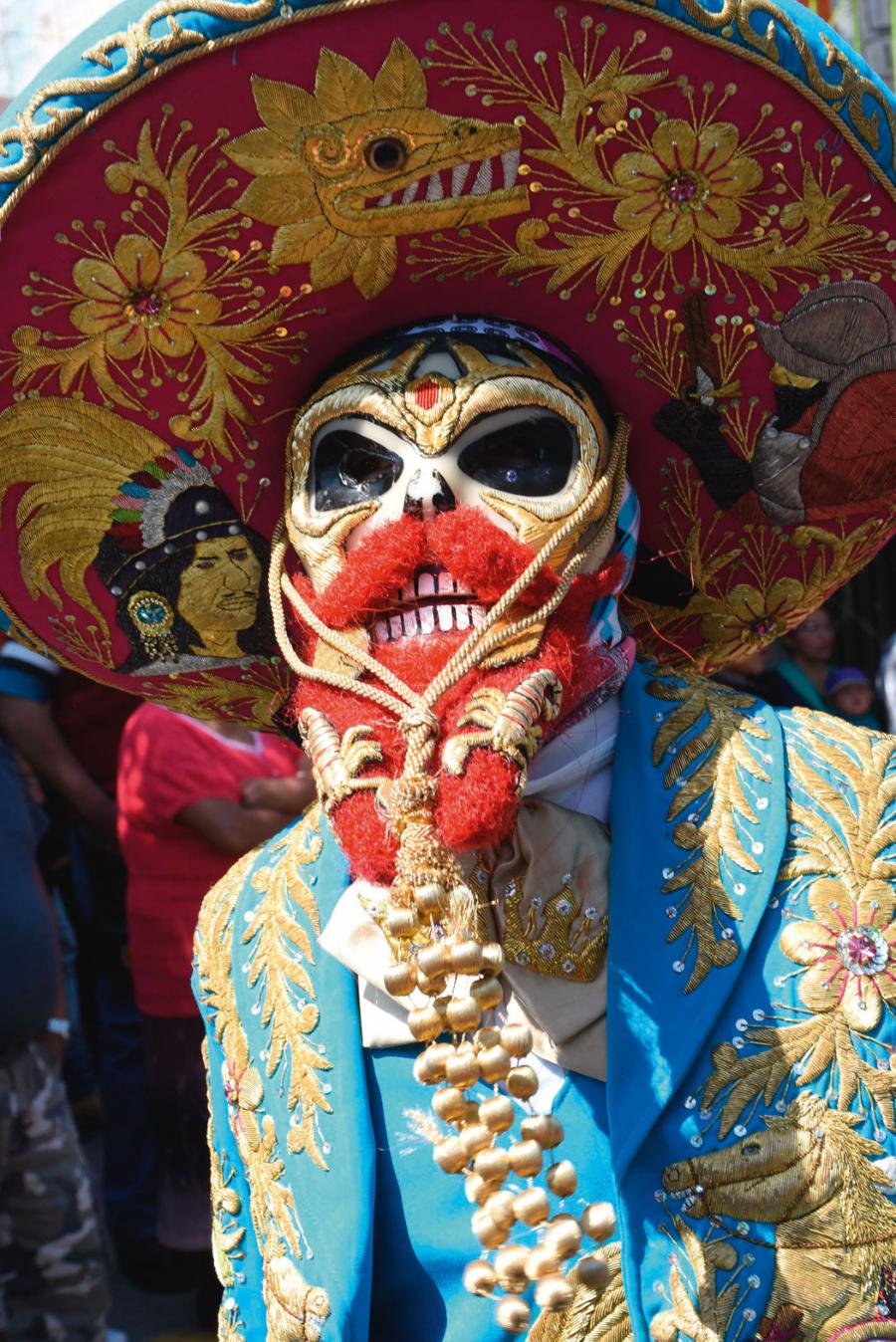 Uczestnik karanawałowej parady w Mexico City.