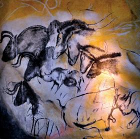 Paleolityczne dzieło z jaskini Chauveta.