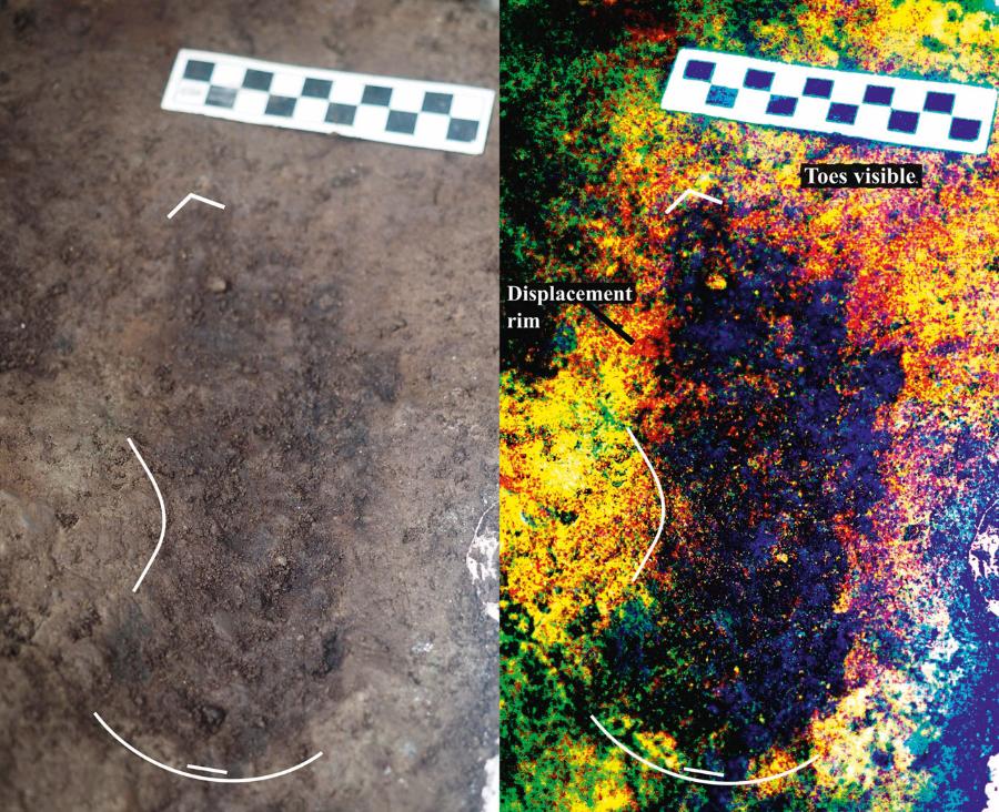 Odcisk ludzkiej stopy sprzed 13 tys. lat zachowany na wyspie Calvert w pobliżu kanadyjskiego wybrzeża Pacyfiku.
