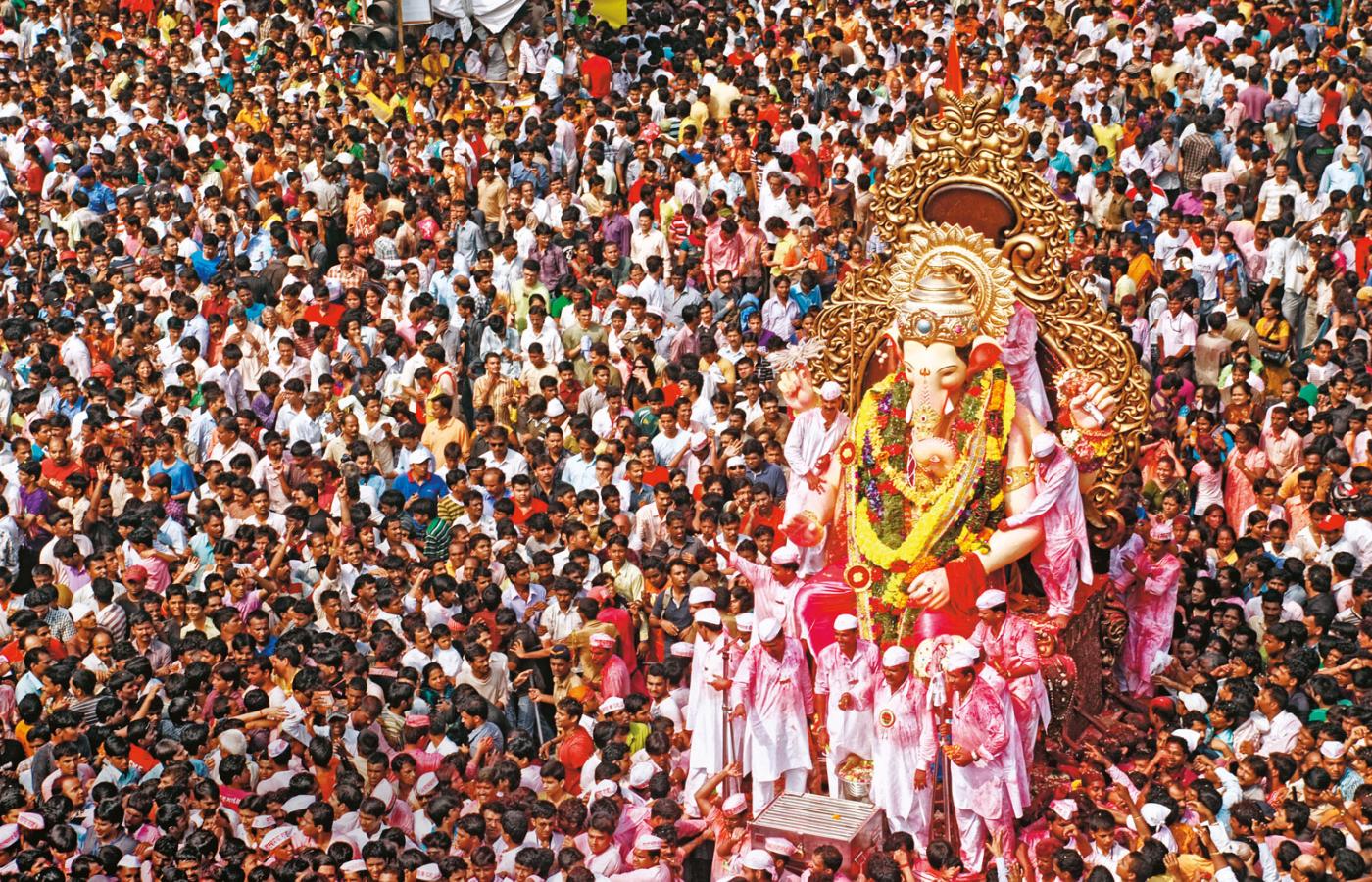 Festiwal Ganeśćaturthi – święto hinduistycznego boga Ganeśa, Mumbaj.