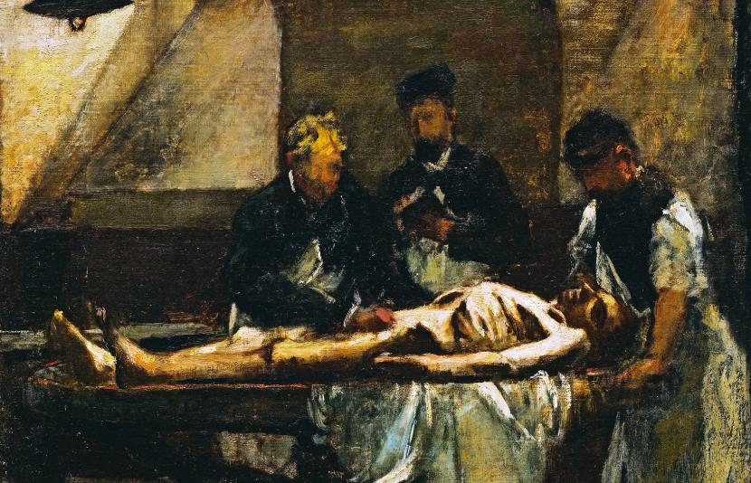 W XIX w. lekarze starali się poznać mechanizm śmierci, by wiedzieć, jak ratować życie (Henri Gervex, „Sekcja zwłok w paryskim szpitalu Hôtel-Dieu”, 1876).