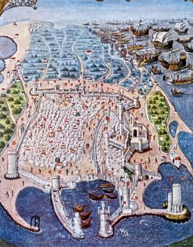 Osmańskie siły oblegające Rodos, miniatura z XVI w.