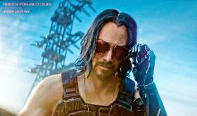 Kadr z „Cyberpunka 2077” z Keanu Reevesem,nowej produkcji studia, której z niecierpliwością oczekują gracze i inwestorzy.