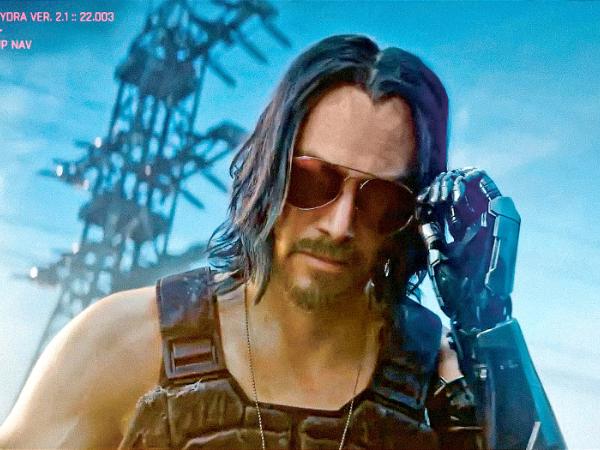 Keanu Reeves, kadr z gry „Cyberpunk 2077”