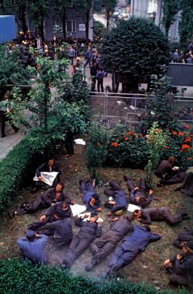Drugi dzień strajku w Stoczni Gdańskiej, sierpień 1980 r.