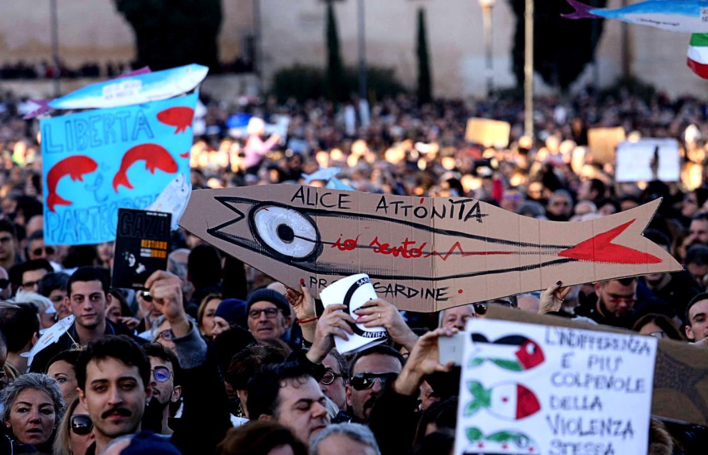 Protest Sardynek w Rzymie, 14 grudnia 2019 r.
